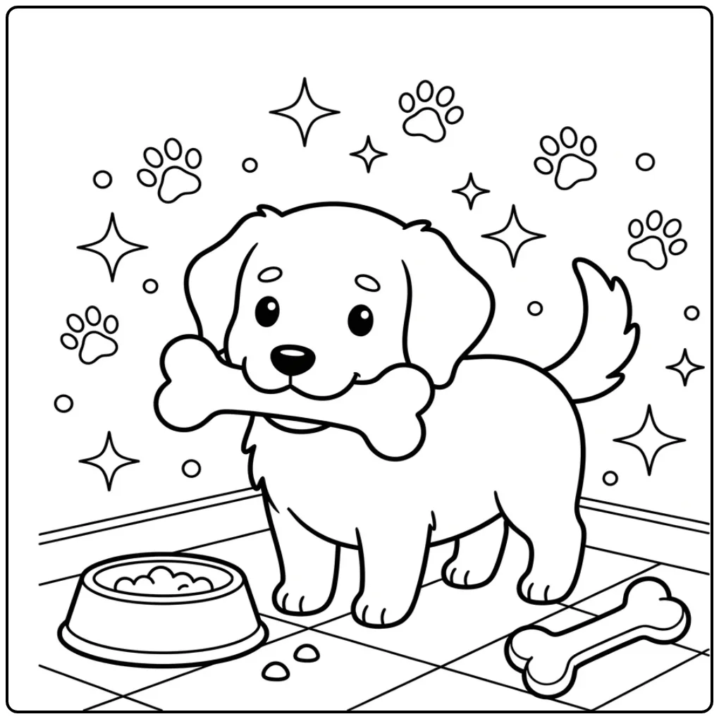 Stabyhoun Puppy with a Big Bone coloring page