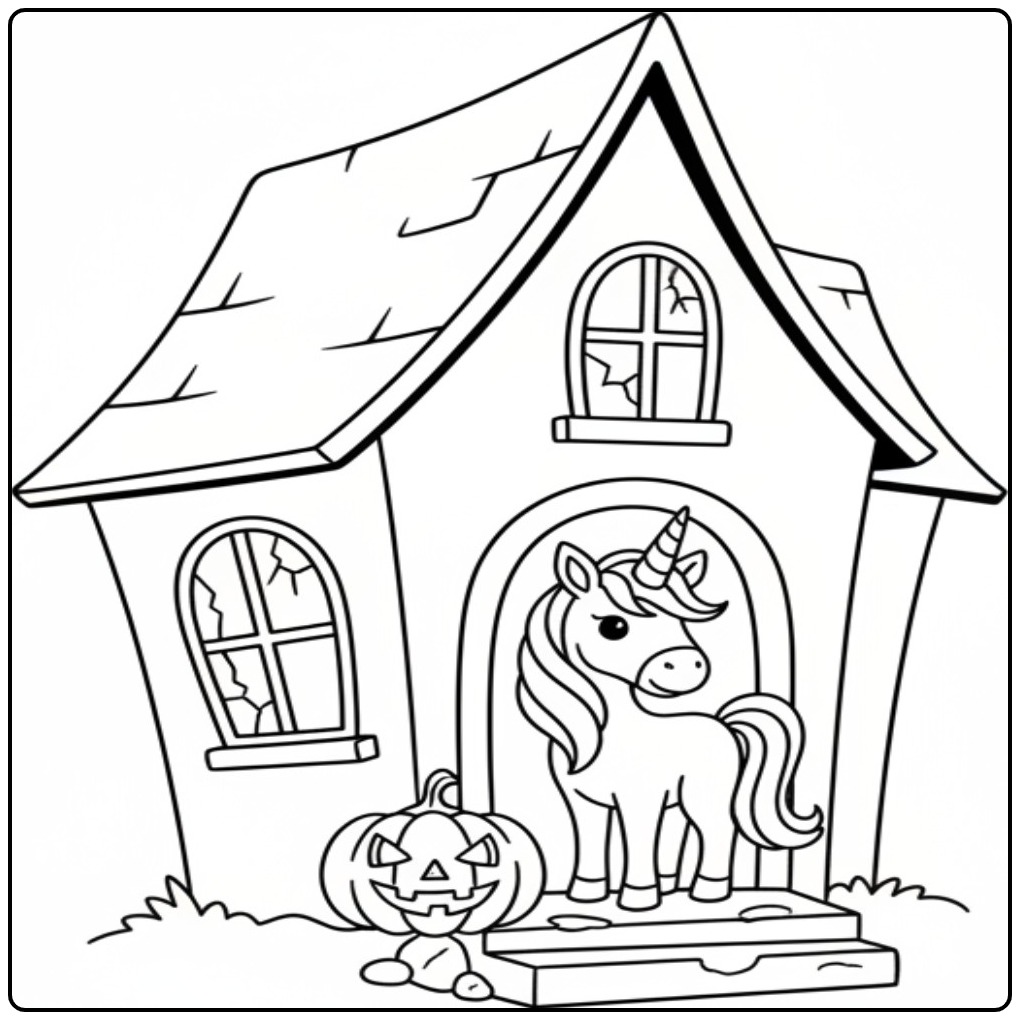 A Cute Unicorn Halloween coloring page