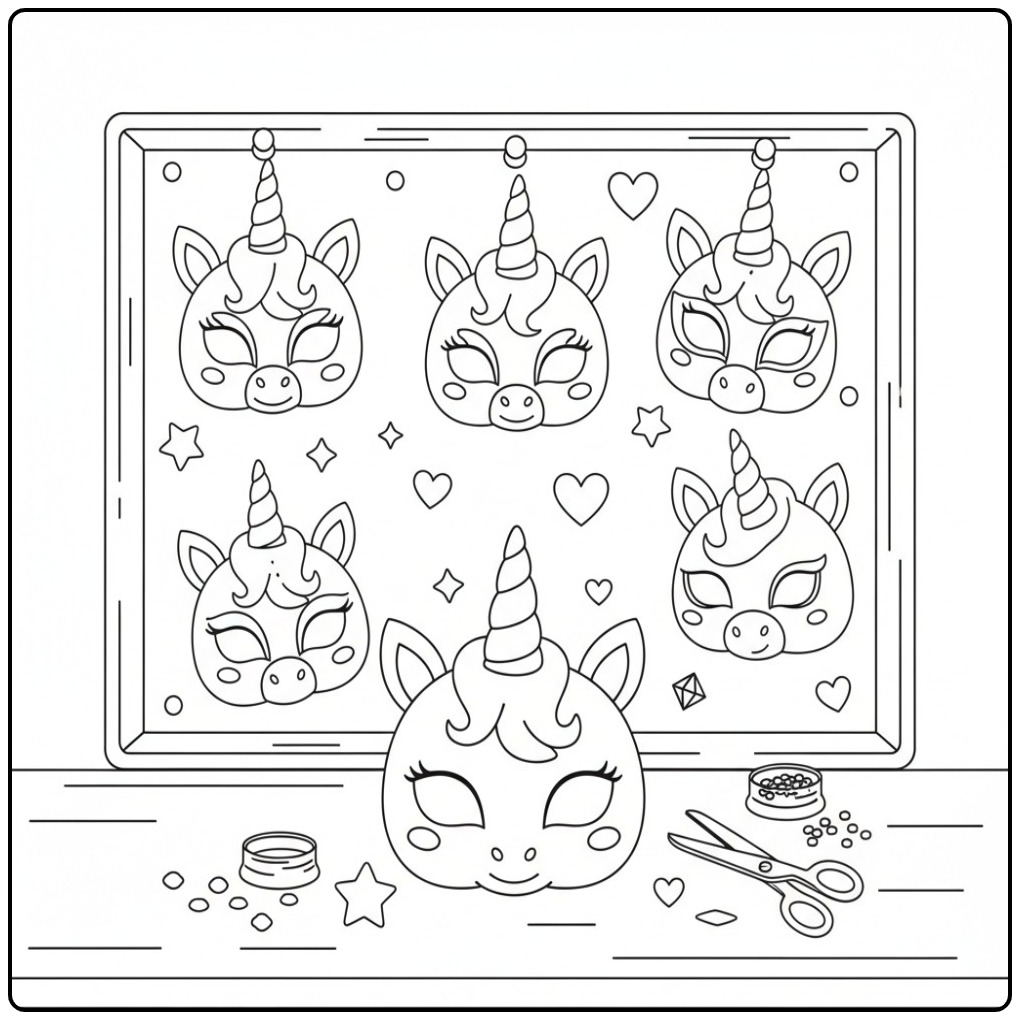 Fantastic Unicorn Mask Design You Own Magical World coloring page