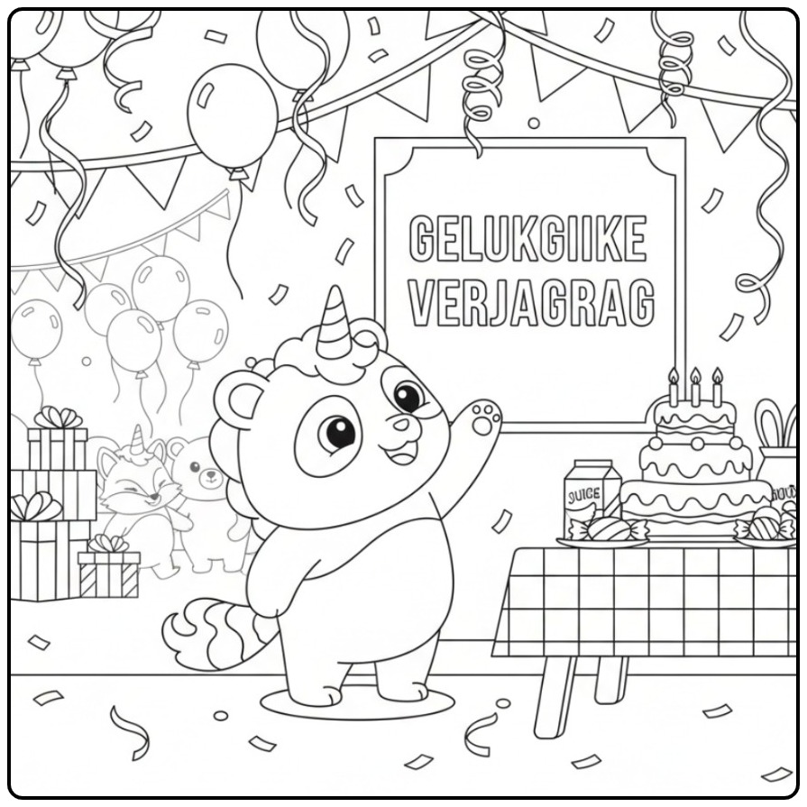 Festive Unicornpanda Birthday coloring page