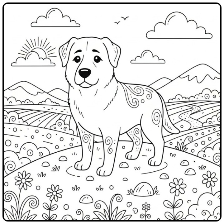 Anatolian Shepherd Watching Over the Fields coloring page