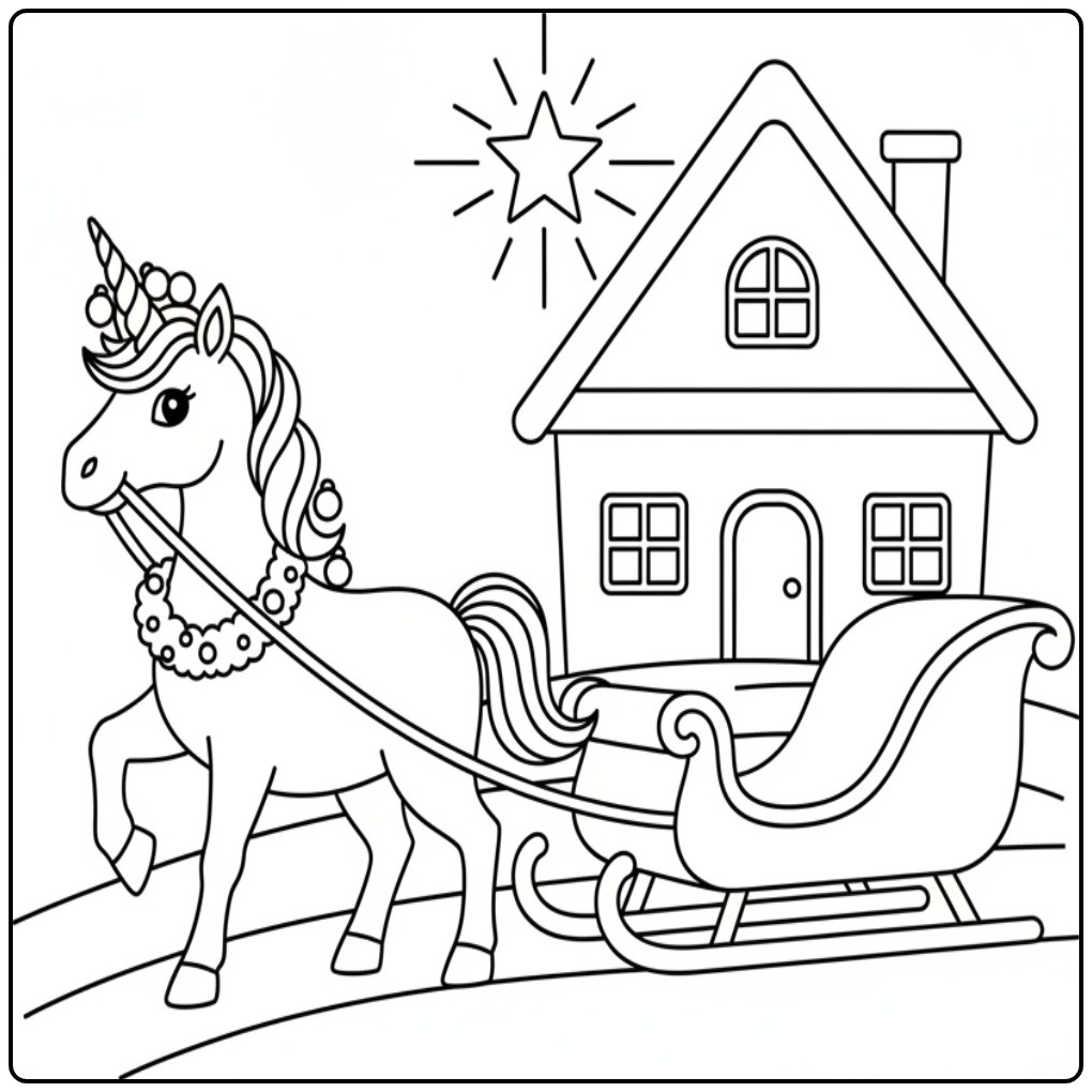 Enjoying Christmas Unicorn in the Arrenslee Fun coloring page