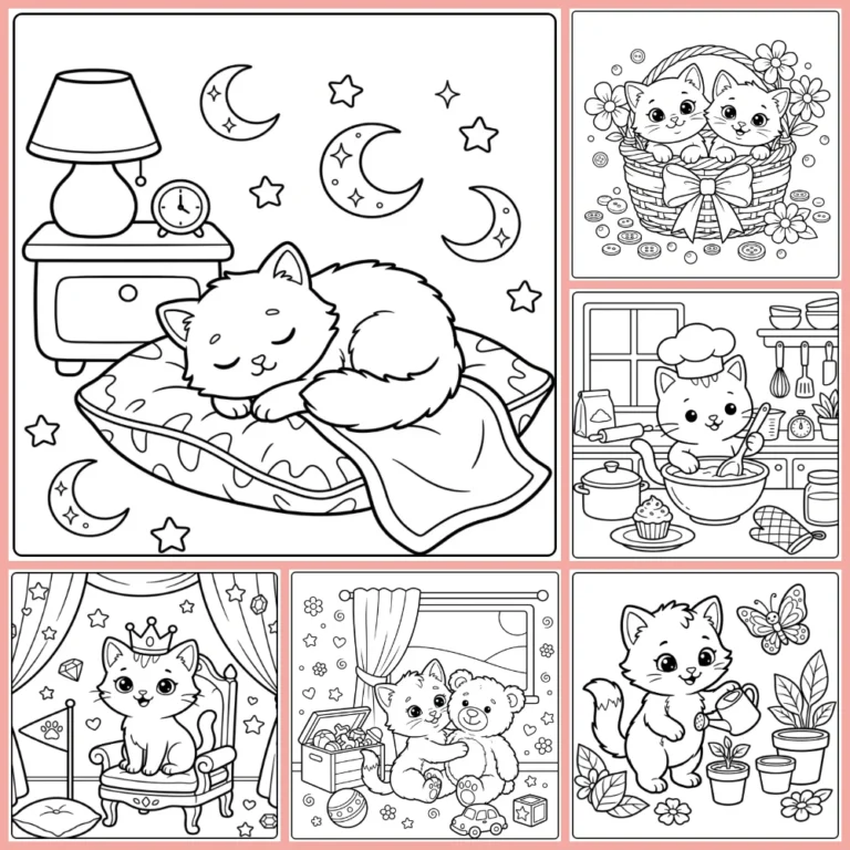 Easy Kitten coloring page collection cover