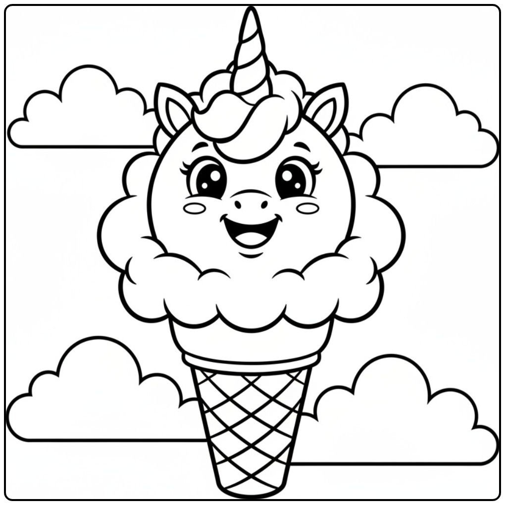 Unicorn Ice Cream Direct coloring page