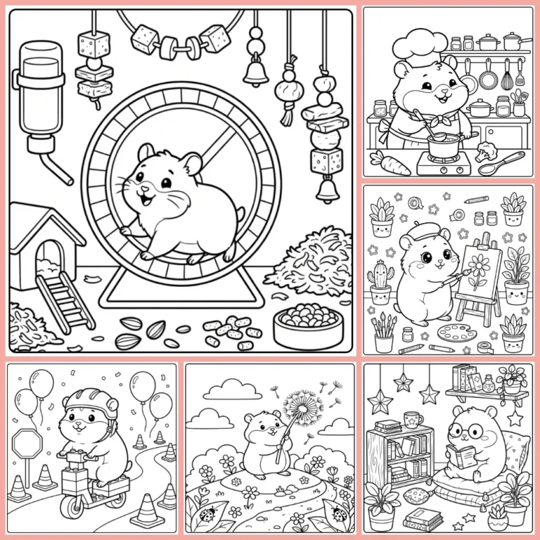 Hamster coloring page collection cover