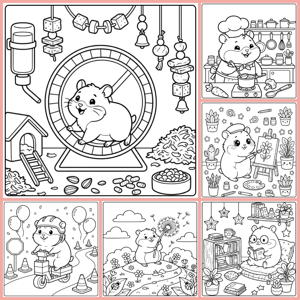 Hamster coloring page collection cover