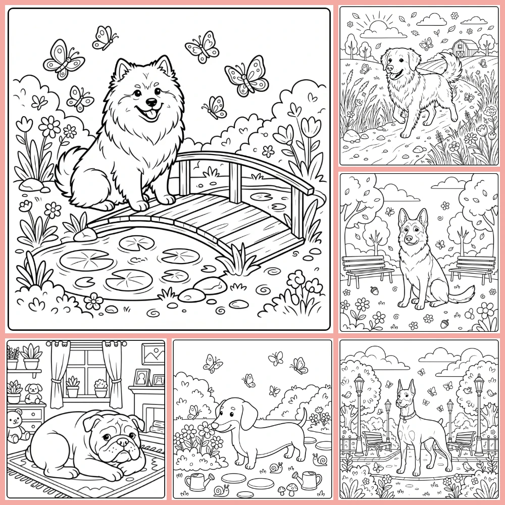 Dog coloring page collection cover