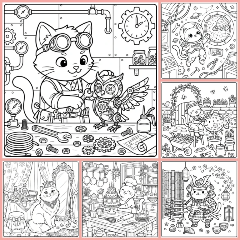 Difficult Cat coloring page collection cover