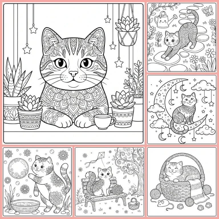 Mandala Cat coloring page collection cover