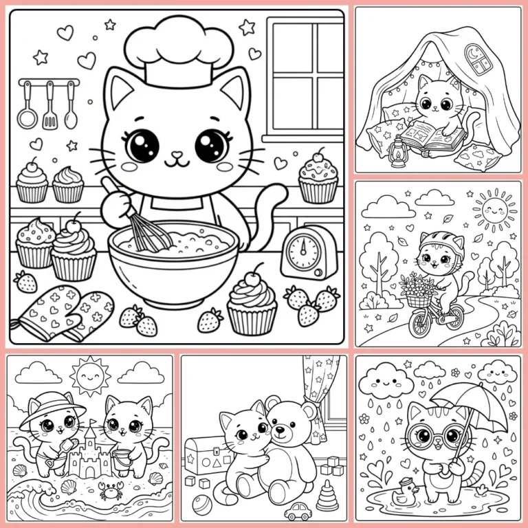 Kawaii Cat coloring page collection cover