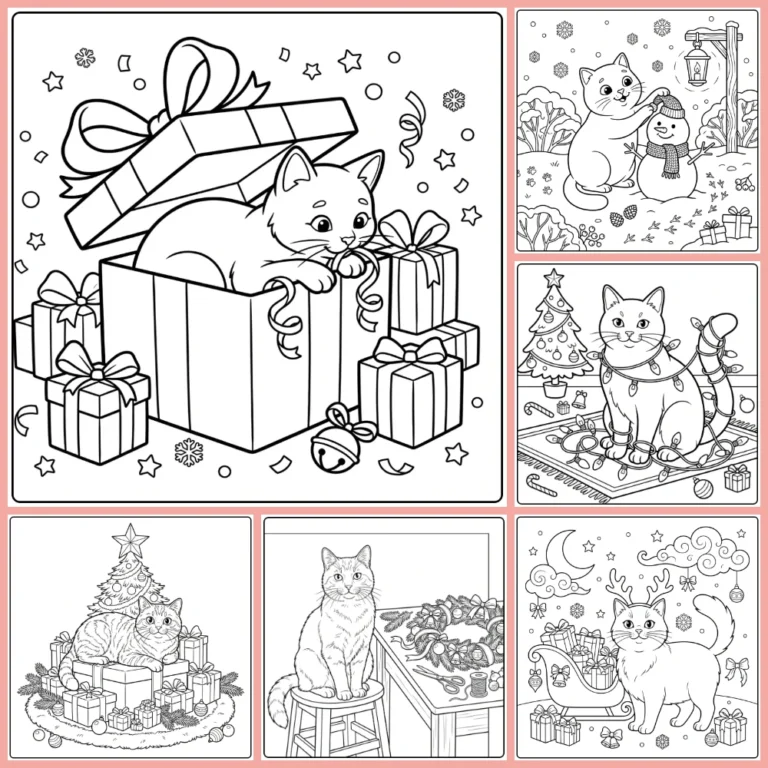 Christmas Cat coloring page collection cover