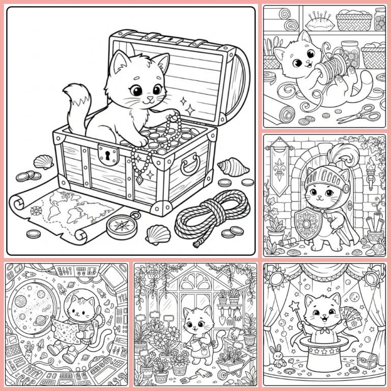 Difficult Kitten coloring page collection cover