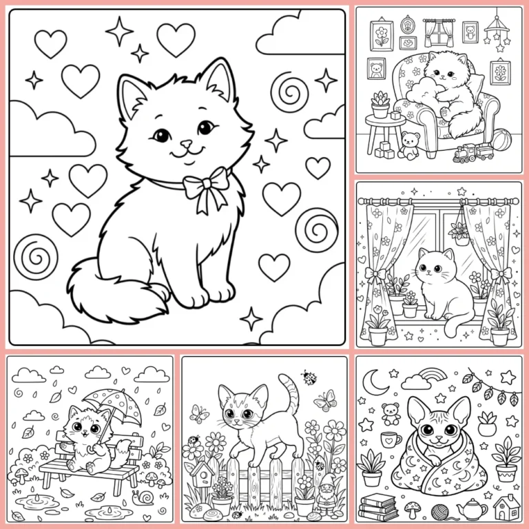 Cute Kitten coloring page collection cover