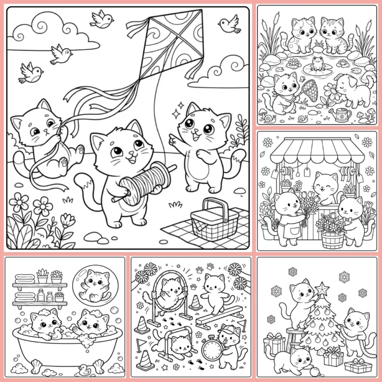 Kitten coloring page collection cover
