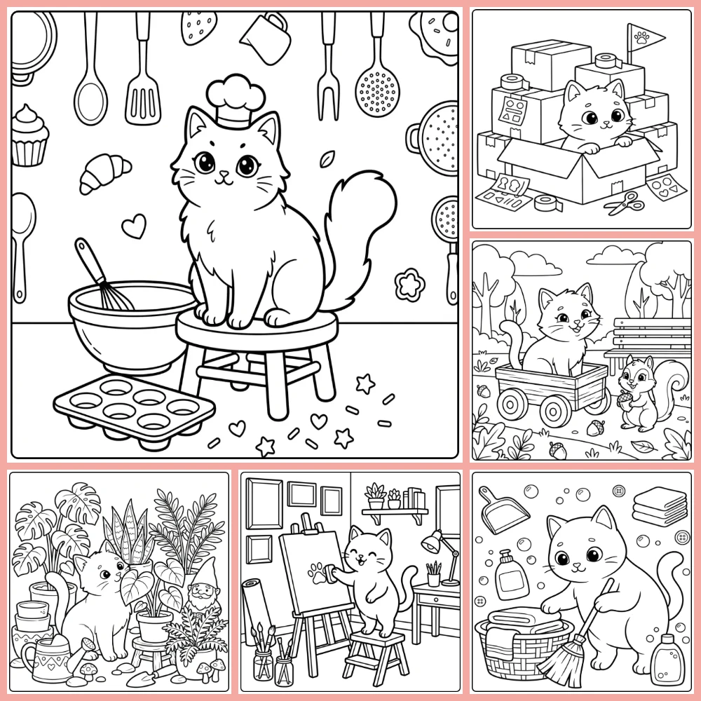 Cute Cat coloring page collection cover