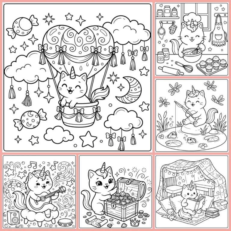 Unicorn Cat coloring page collection cover