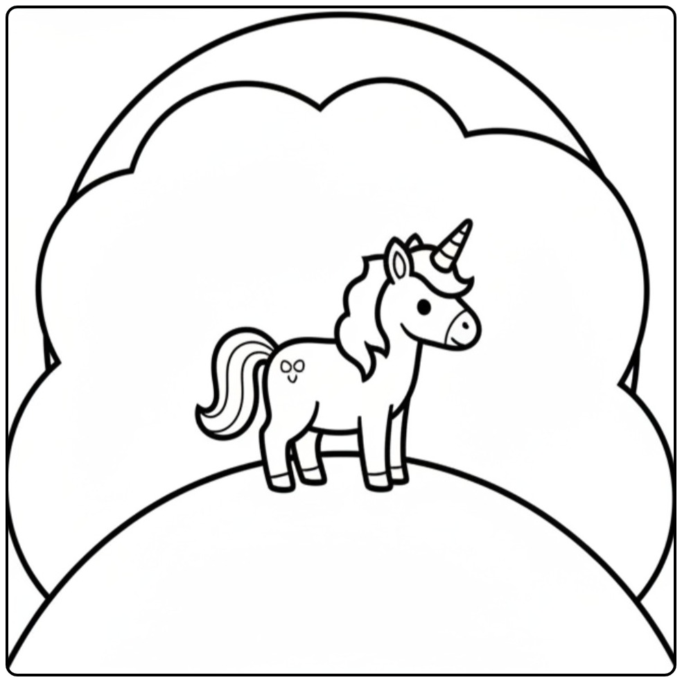 Kawaii Baby Unicorn for Young Children coloring page