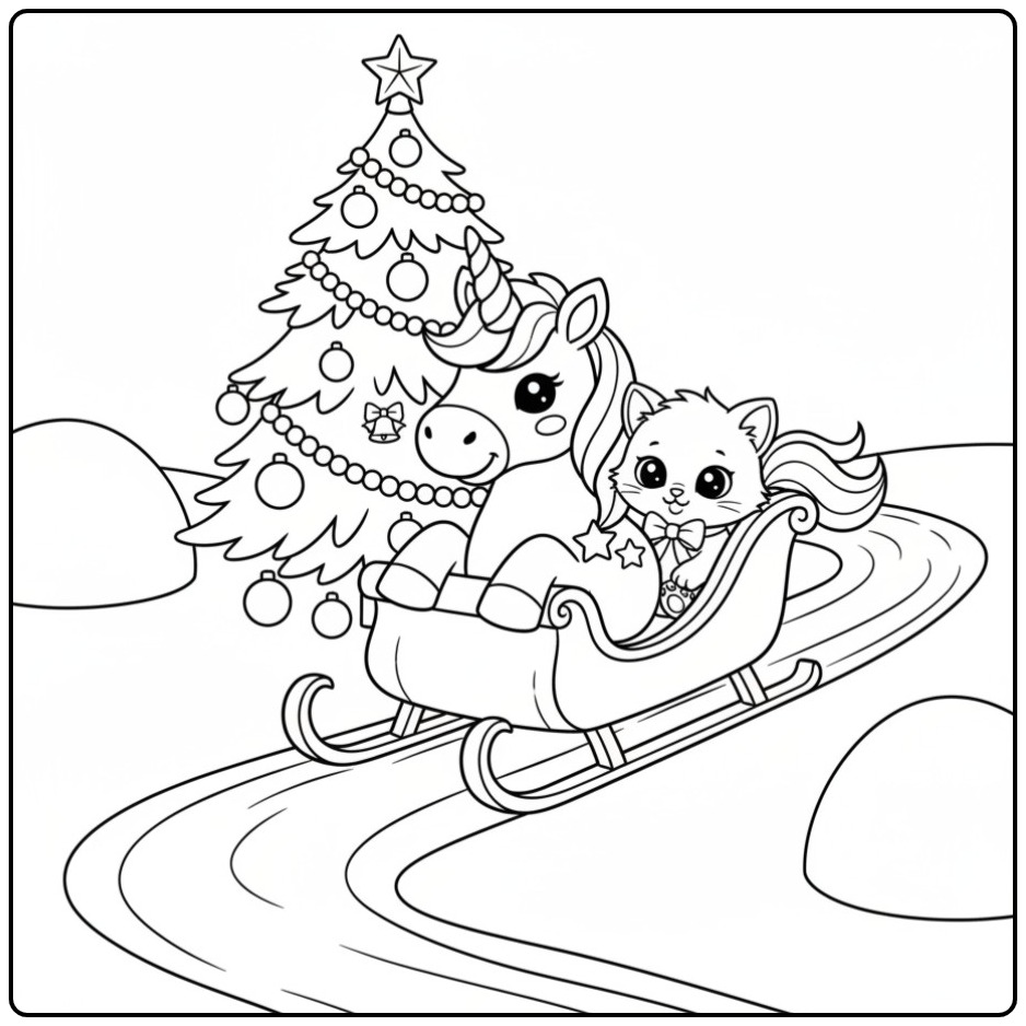 Christmas Unicorn in the Arrenslee Magical Winter Fun coloring page