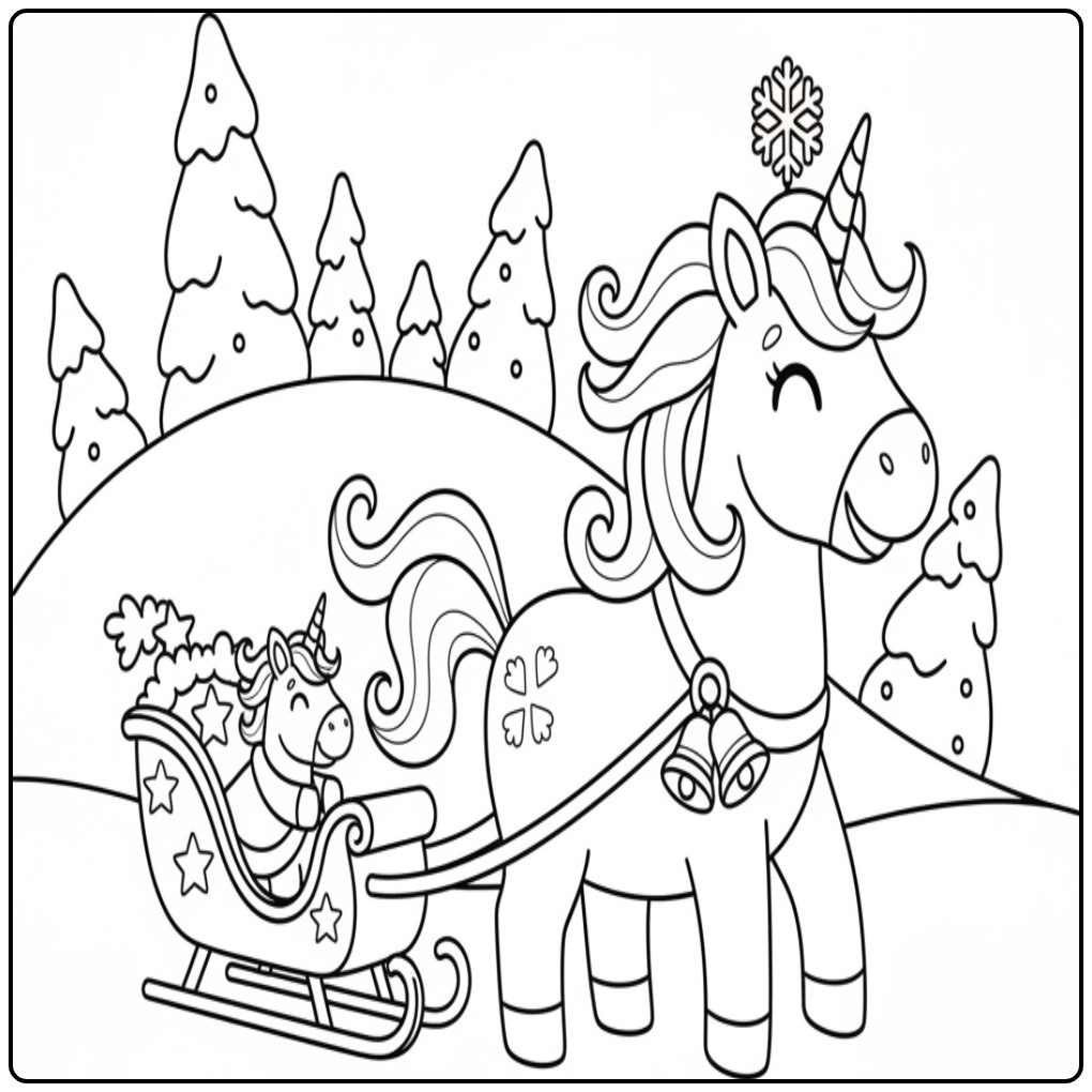 Christmas Unicorn in the Arrenslee Magical Wintertaferelen coloring page
