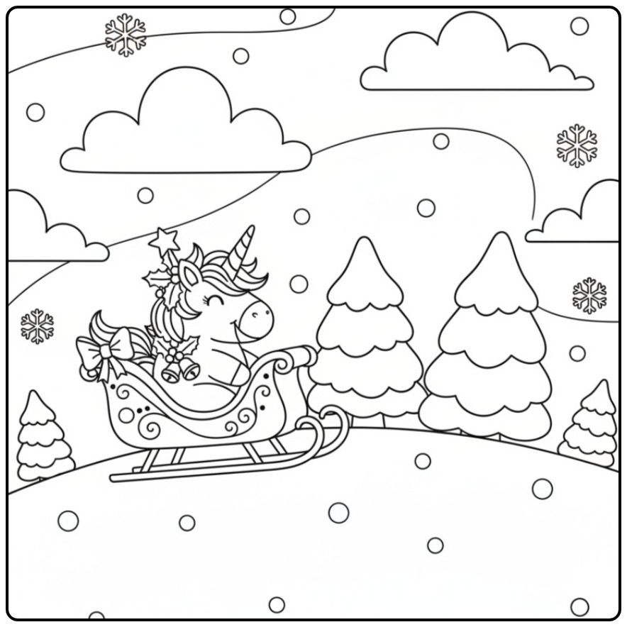 Christmas Unicorn in the Arrenslee coloring page