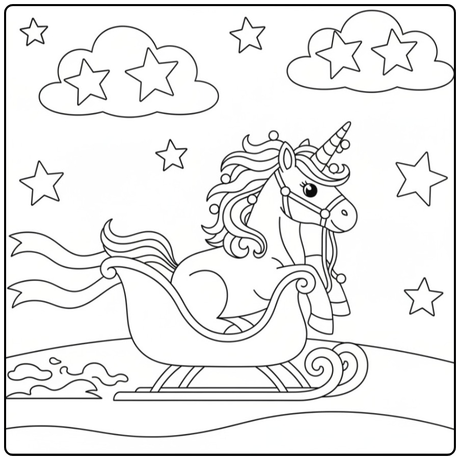 Christmas Unicorn in Arrenslee for the Holidays coloring page