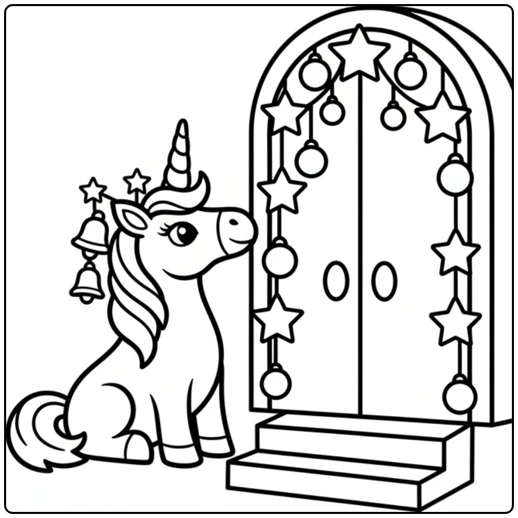 Christmas Unicorn Ornaments and Decorations Is Ready coloring page