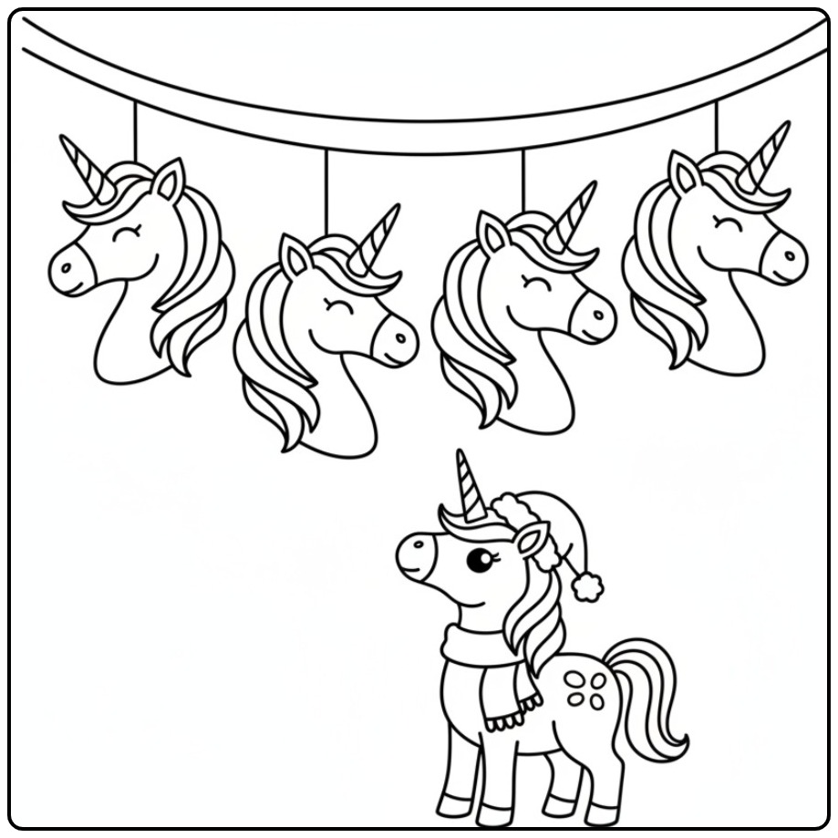 Unicorn Ornaments and Decorations Magical Christmas coloring page