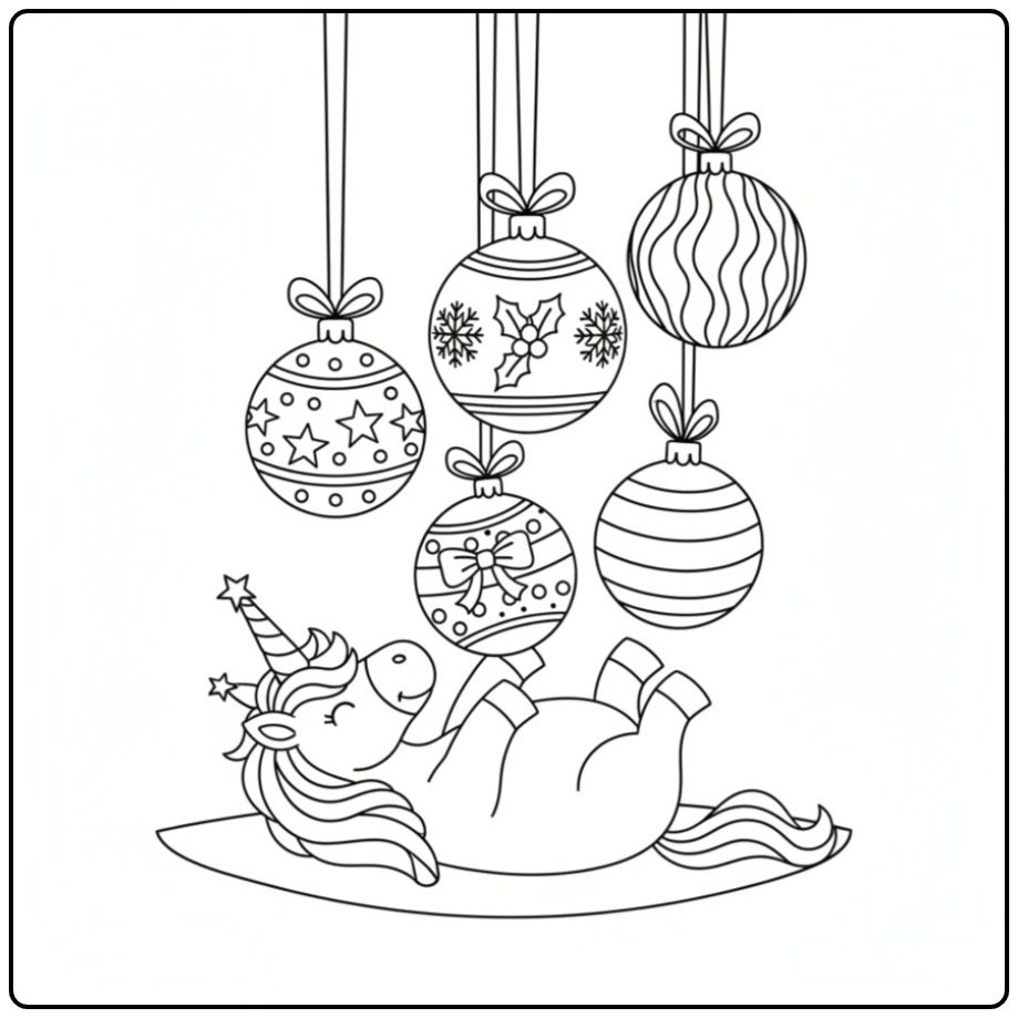 Christmas Ornaments and Decorations Unicorn coloring page