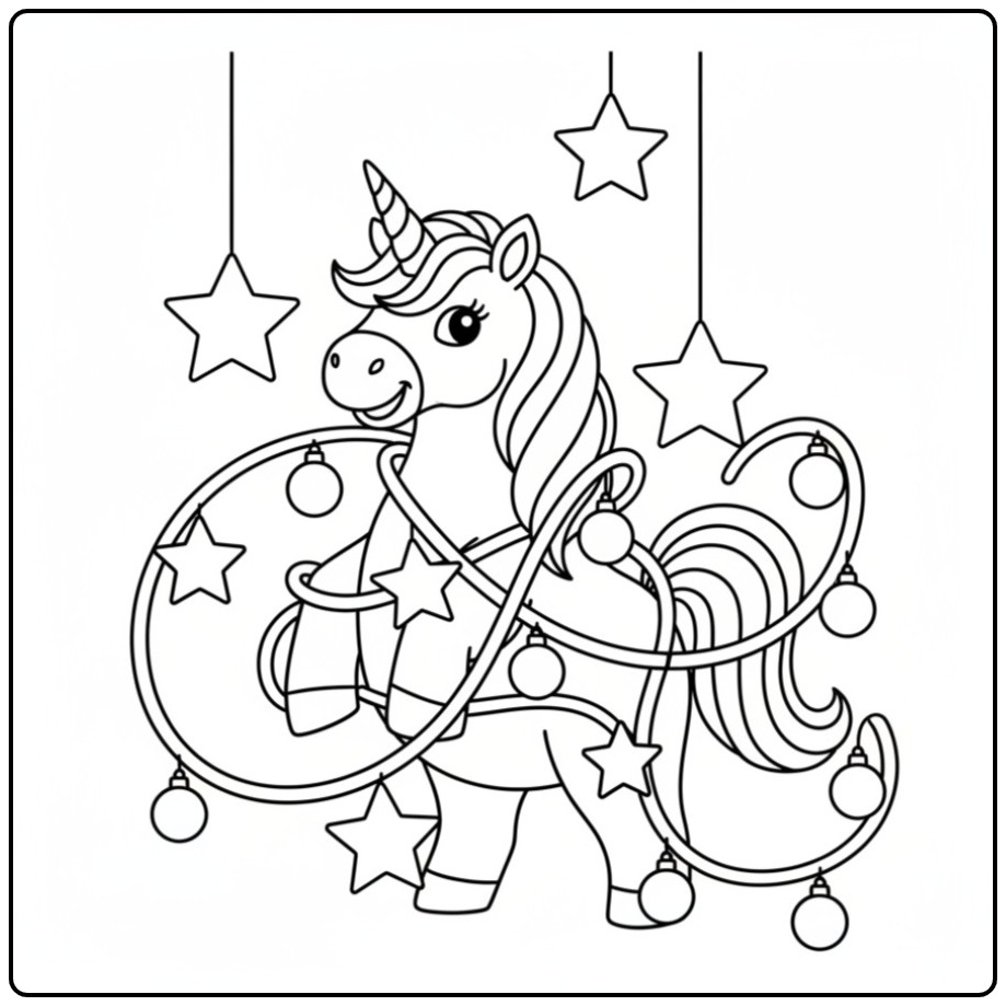 Christmas Unicorn Ornaments and Decorations for Fun coloring page