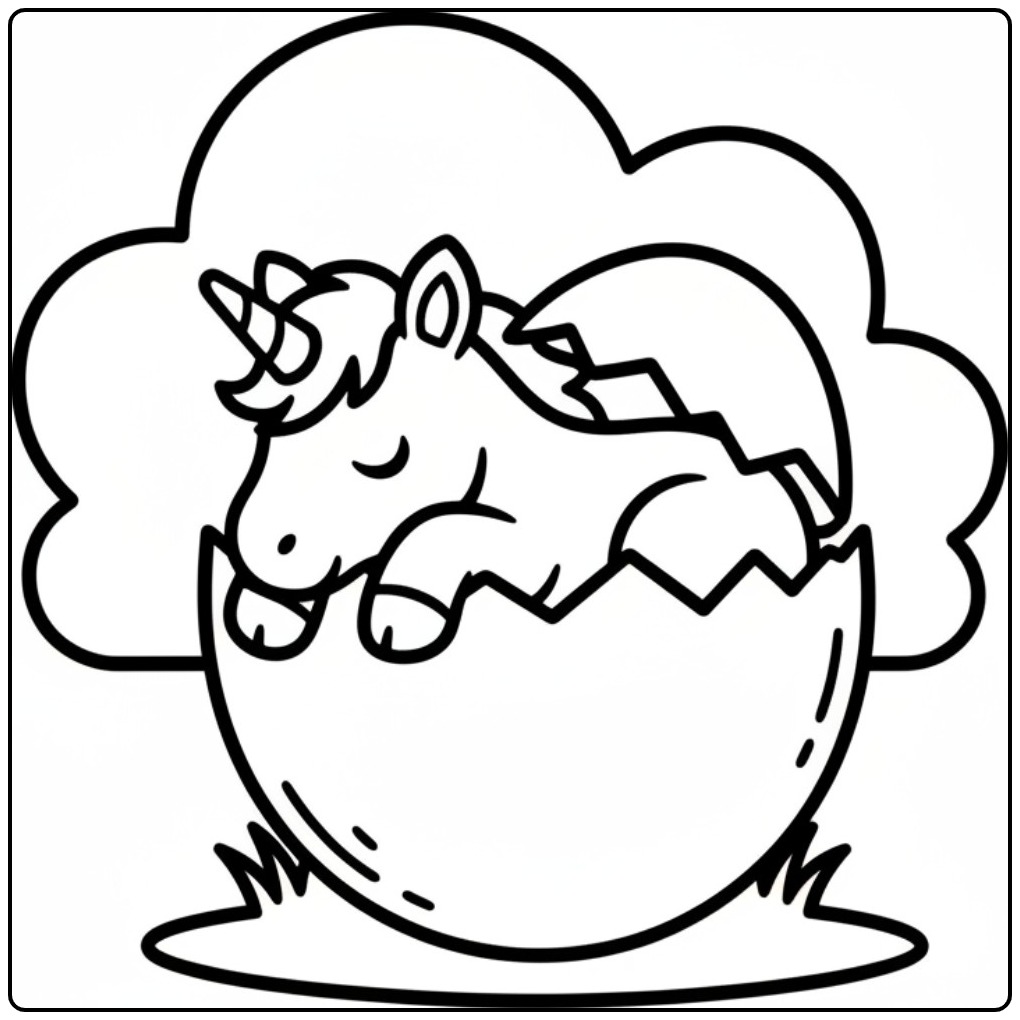 Color the Magical Baby Unicorn Easter in Many Fun coloring page