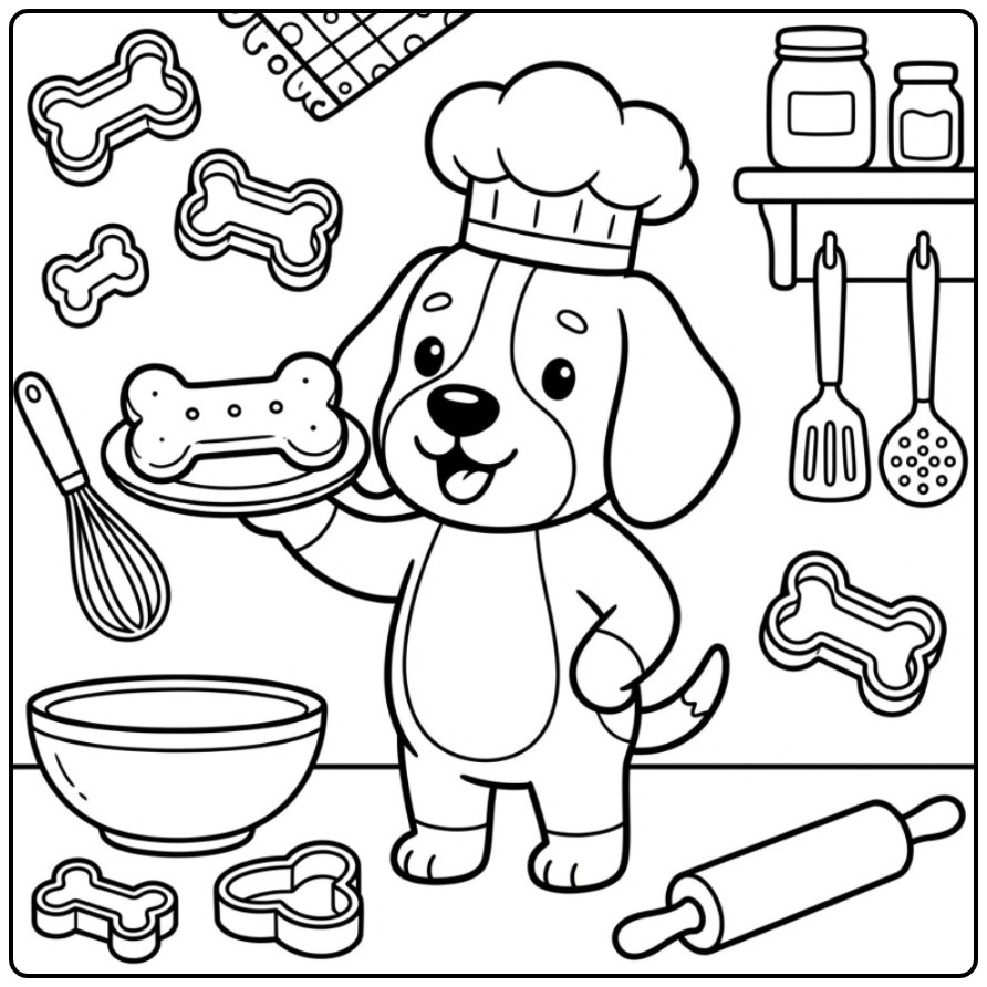 Beagle a Cook Baking the Best Hondenkoekjes coloring page