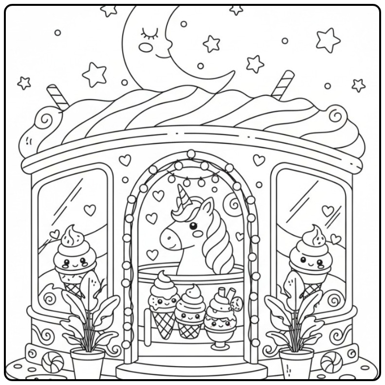 Unicorn Cream Parlor Where Dromen Sweeter His Dan Ice coloring page