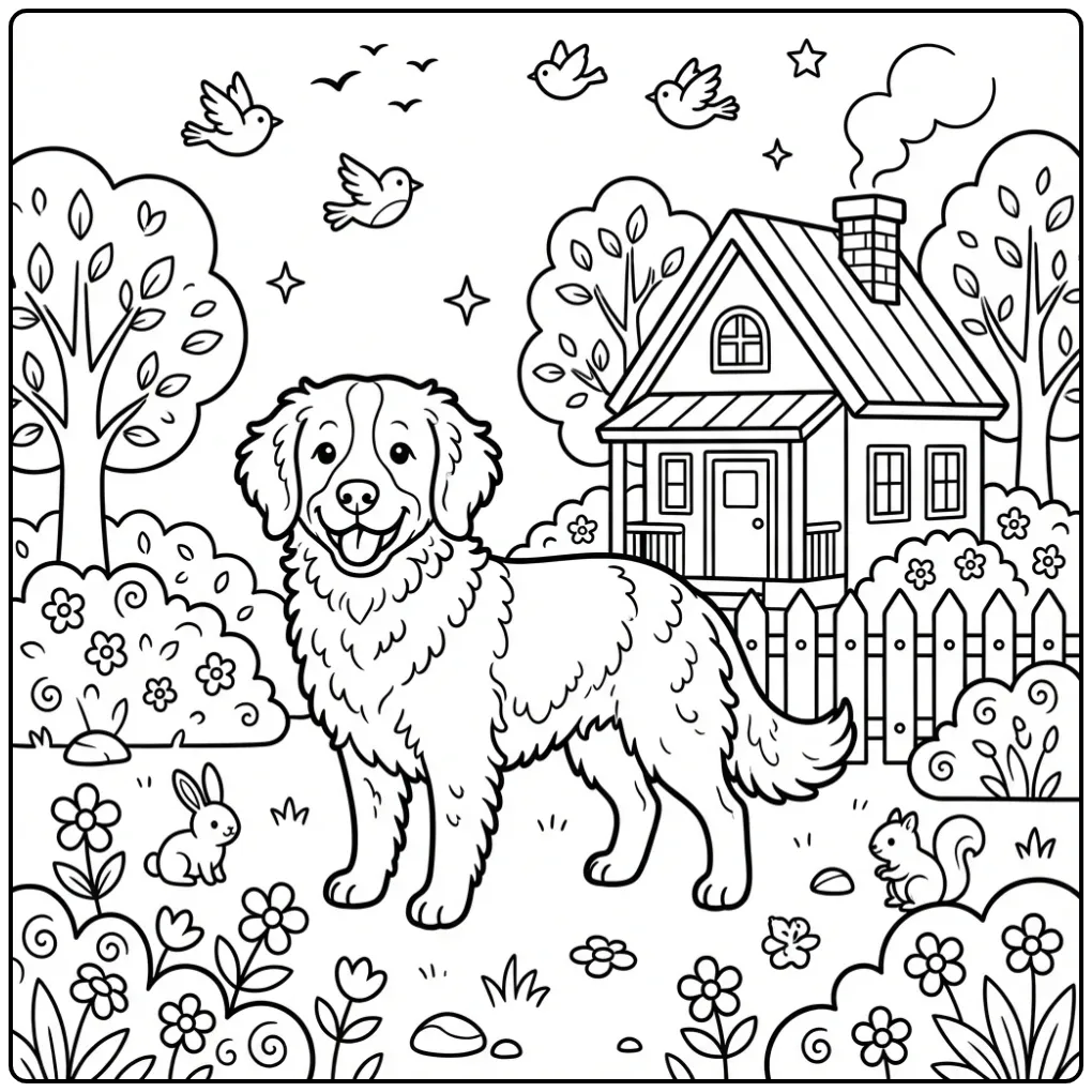 Drentsche Patrijshond in a Rural Scene coloring page