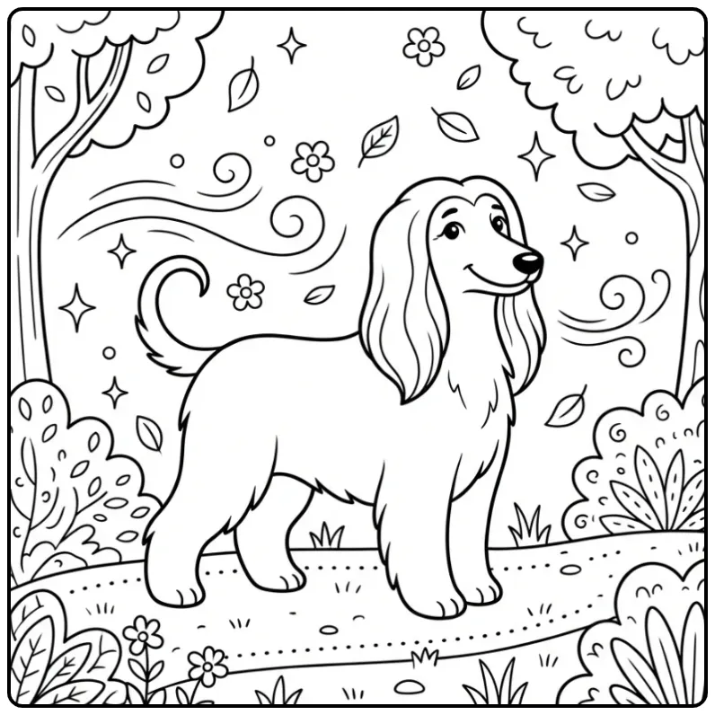 Graceful Afghan Hound coloring page