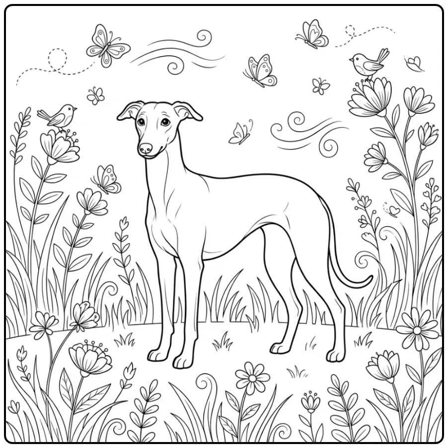 Galgo in Nature coloring page