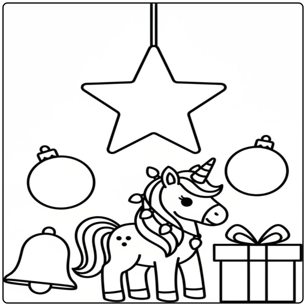 Unicorn a Magical Christmas coloring page