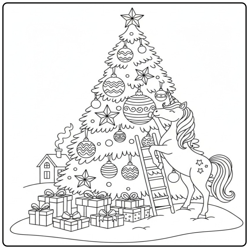 Christmas Unicorn Magical Holidays Komen Eraan coloring page