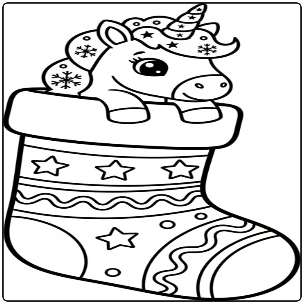 Magical Christmas Unicorn coloring page