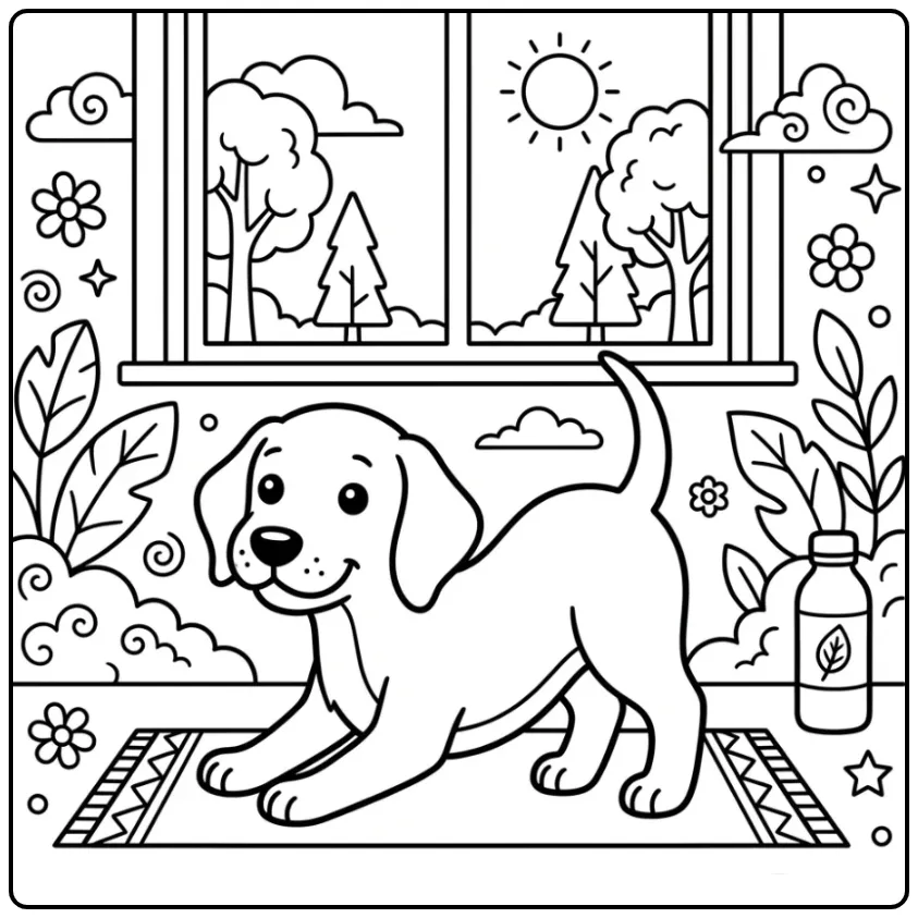 Vizsla Puppy Practicing Yoga coloring page
