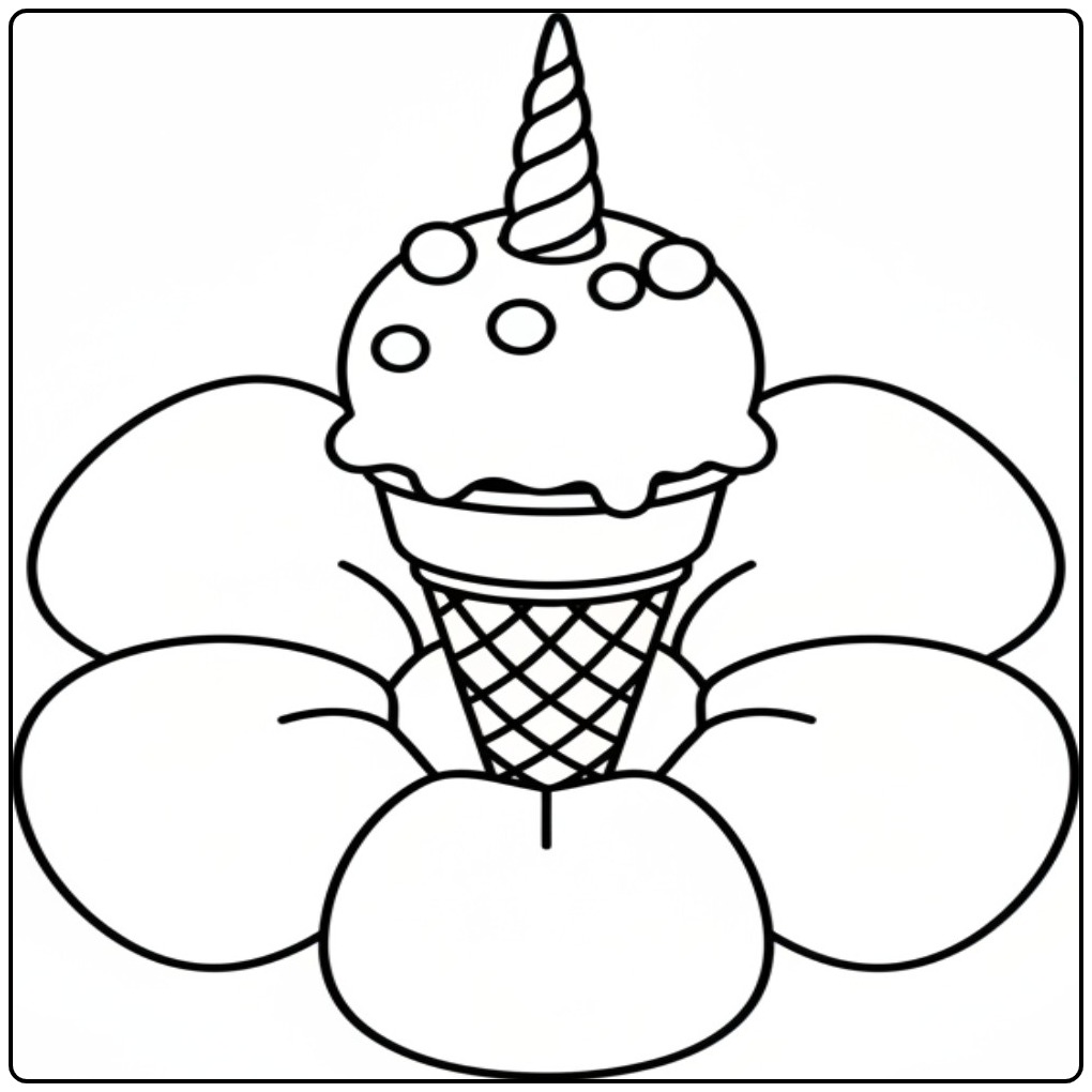 Unicorn Ice Cream Imaginative Cone coloring page