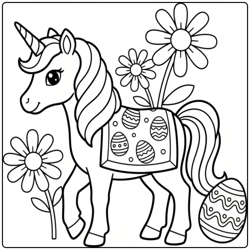 Easter a Magical Unicorn coloring page