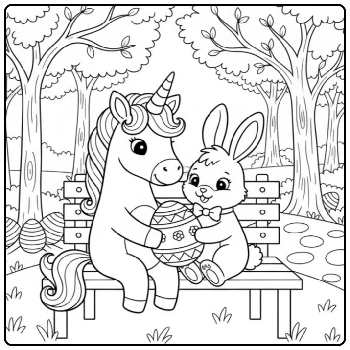 Unicorn Easter a Cheerful Kleuravontuur Watch coloring page