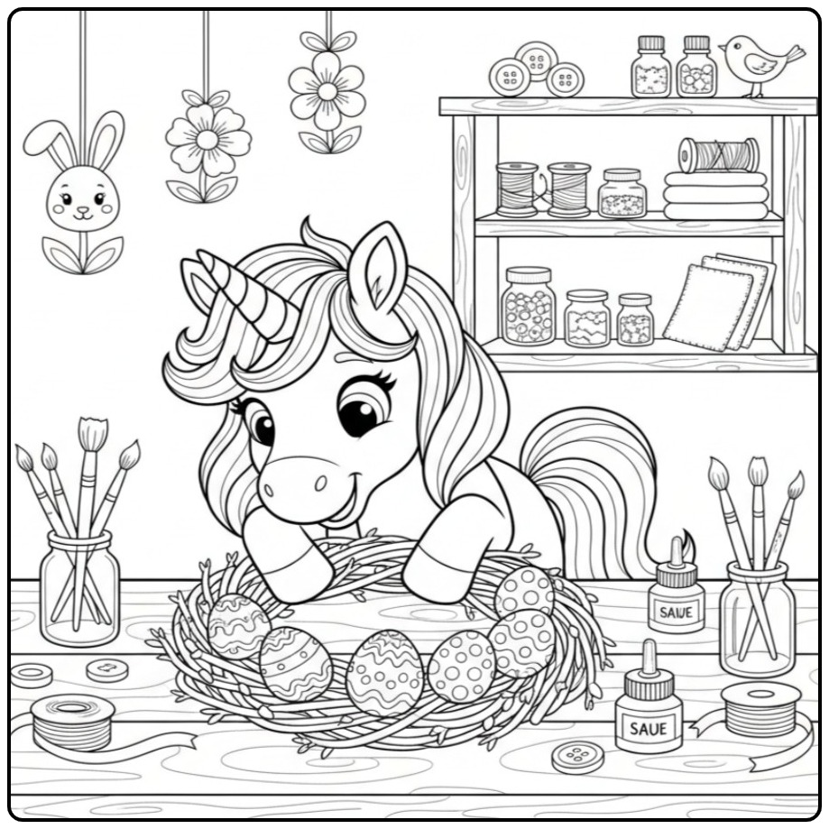 Easter Color This Magical Unicorn coloring page