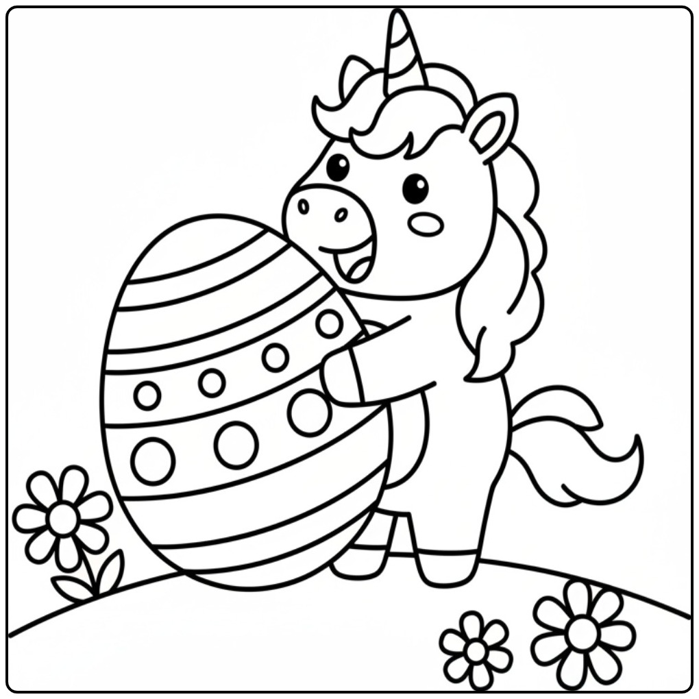 Unicorn Easter Print This Cheerful Drawing coloring page