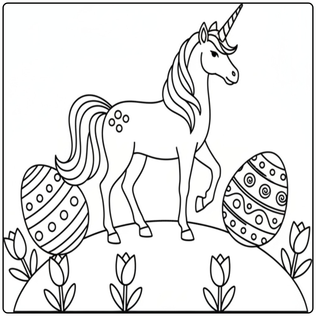 Easter Print and Color This Magical Unicorn coloring page