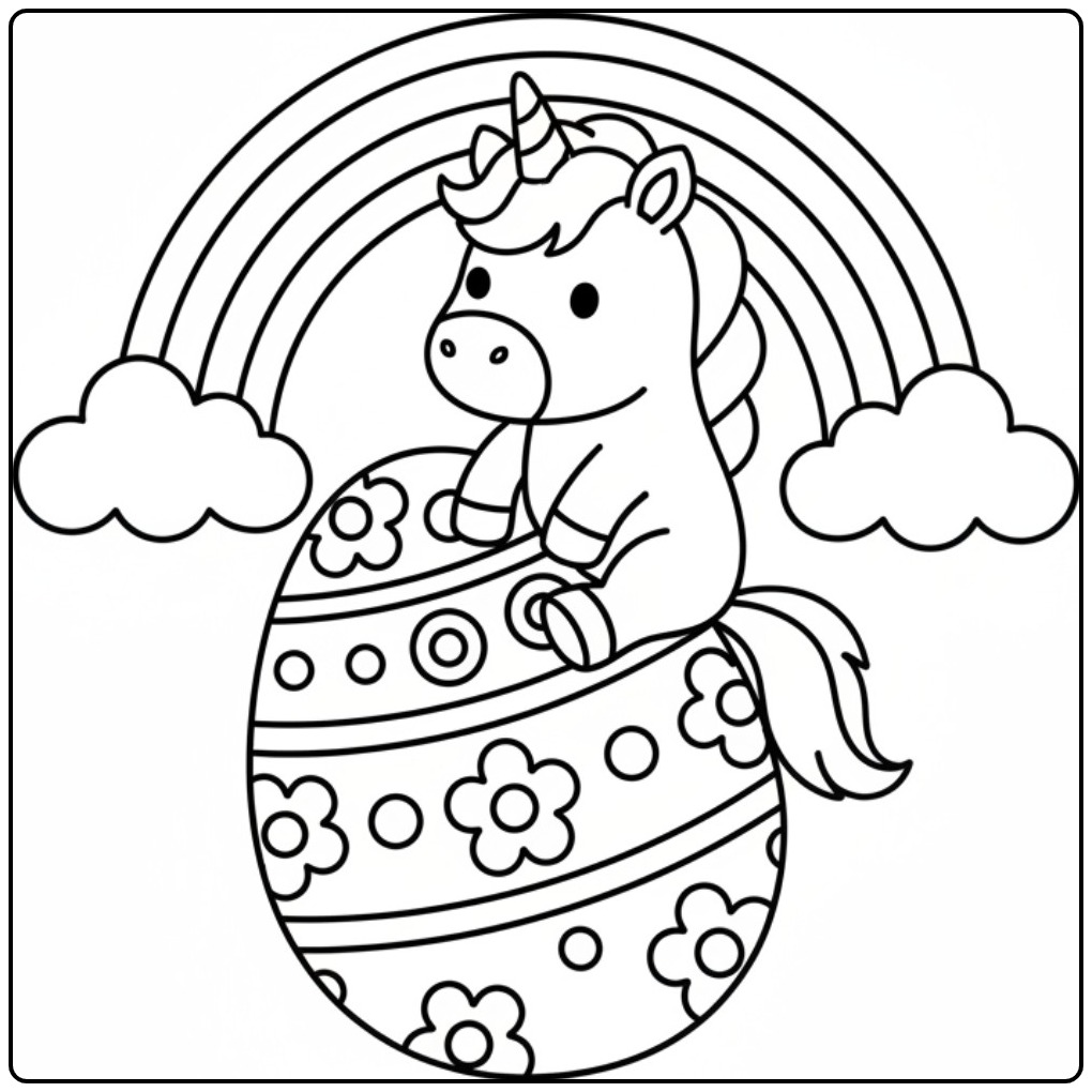 Cute Unicorn Celebrating Easter coloring page