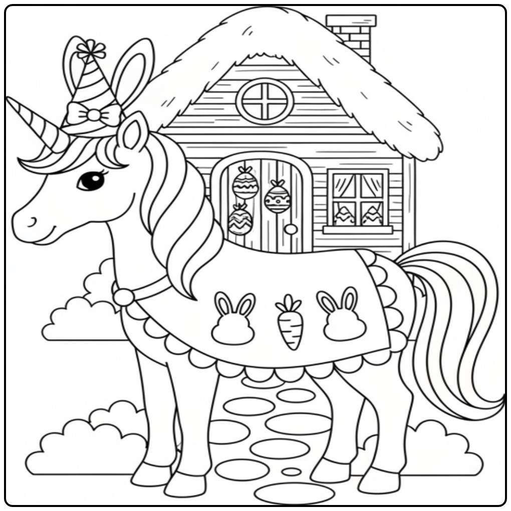 Unicorn Easter Hours of Coloring Fun for Children coloring page