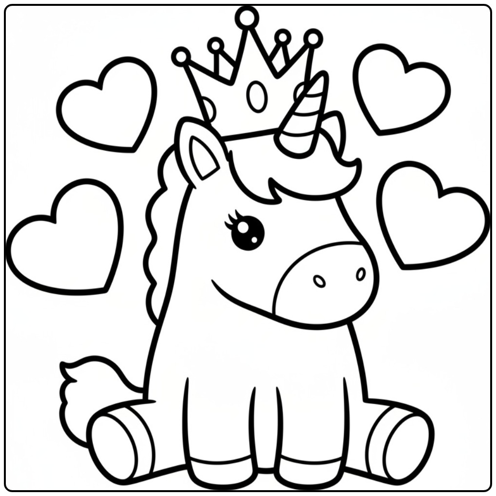 Royal Baby Unicorn Easy coloring page