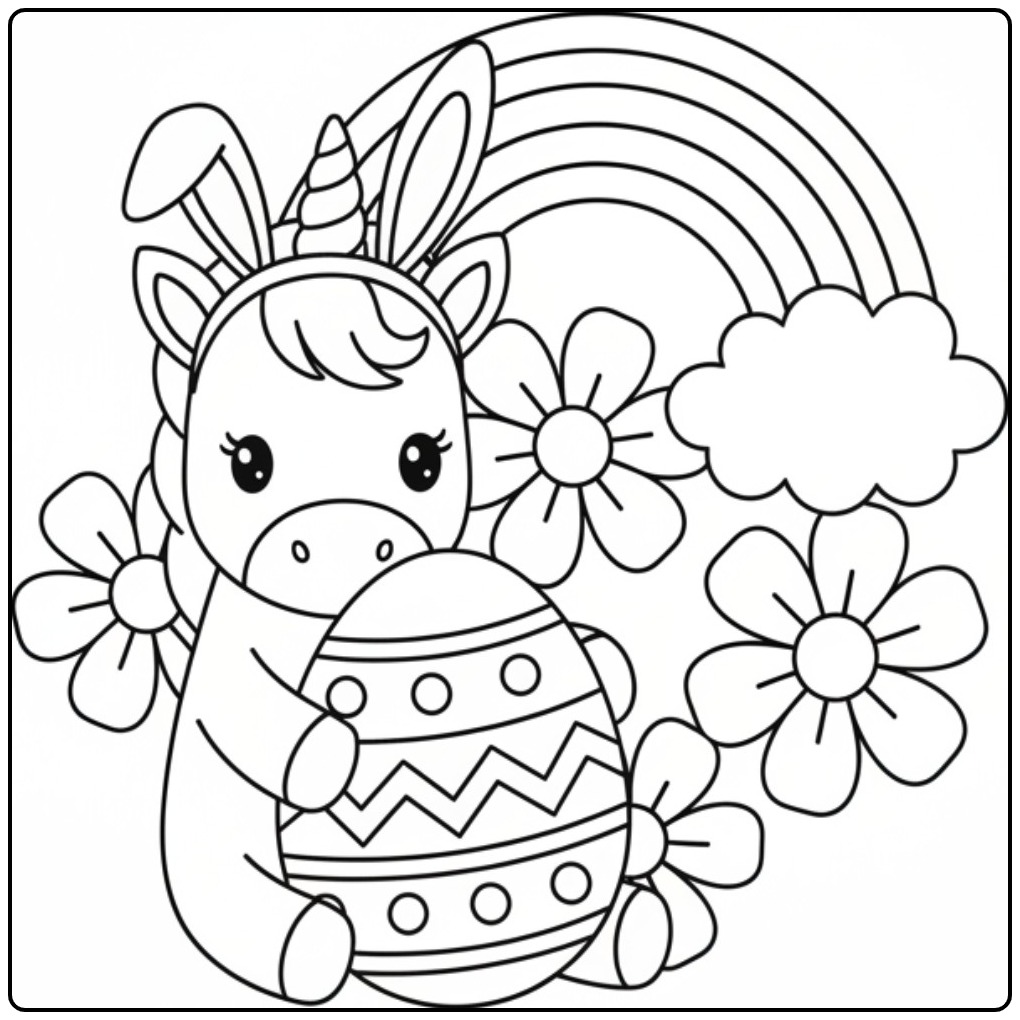 Fun Baby Unicorn Easter for Children coloring page