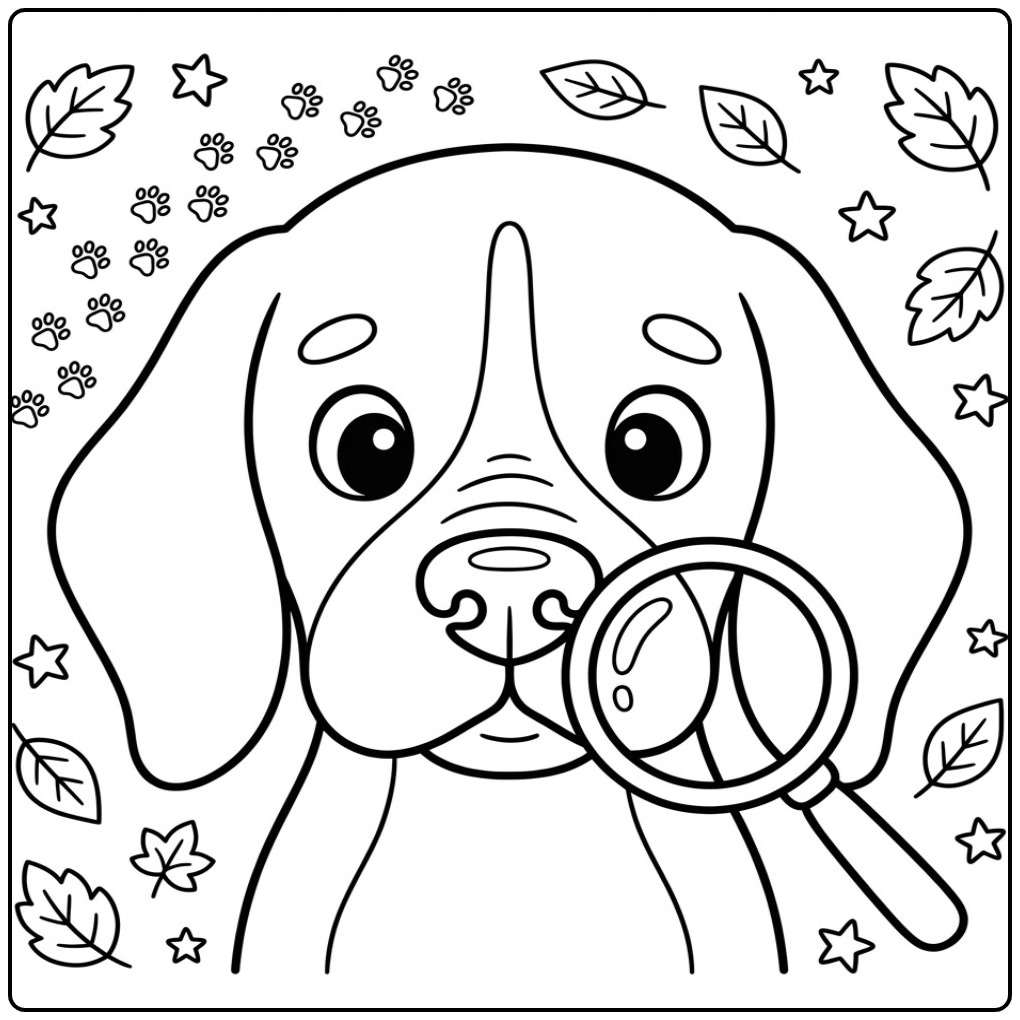 Fun Beagle a Trail Volgt in the Autumn coloring page